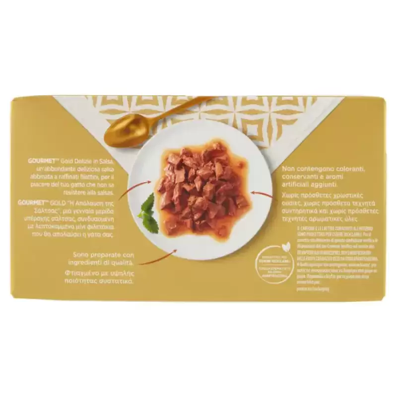 Gourmet Hrana Pisici Gold Delizie in Sos de Somon/Ton 4x85 g Bax 12 buc.